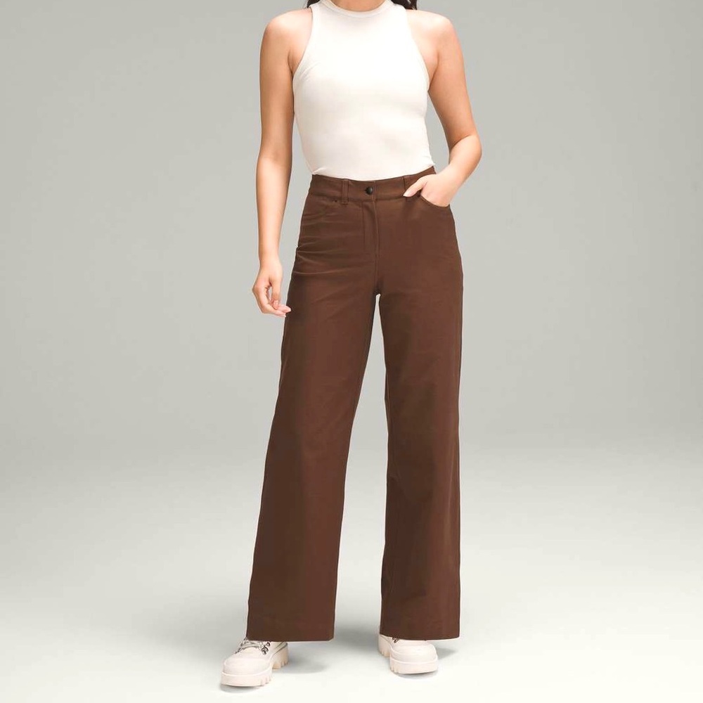 Lululemon City Sleek 5 Pocket Wide-Leg High-Rise Pant * Light Utilitech Brown